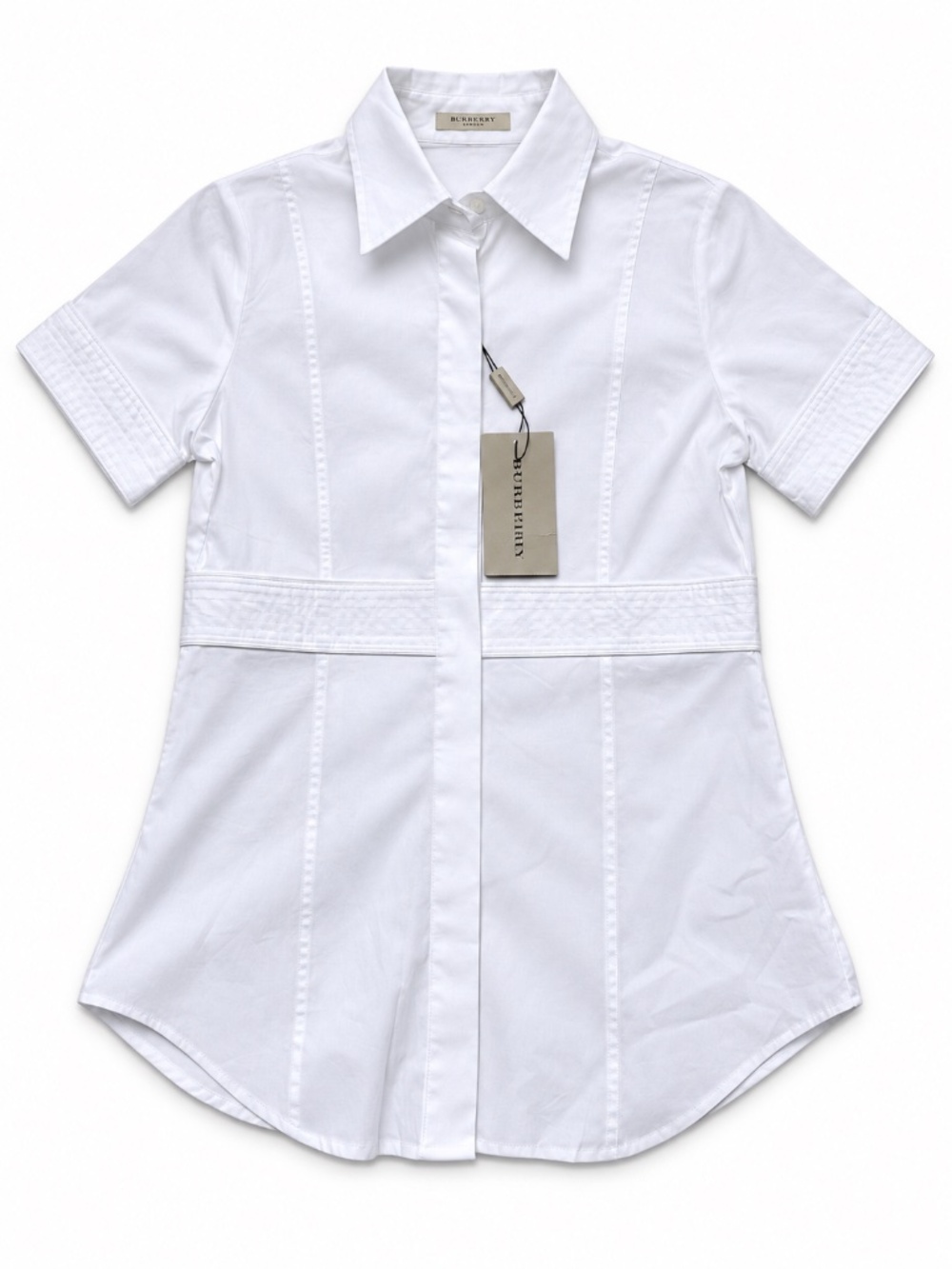 NWT Burberry London White Cotton Tunic Shirt Size XS